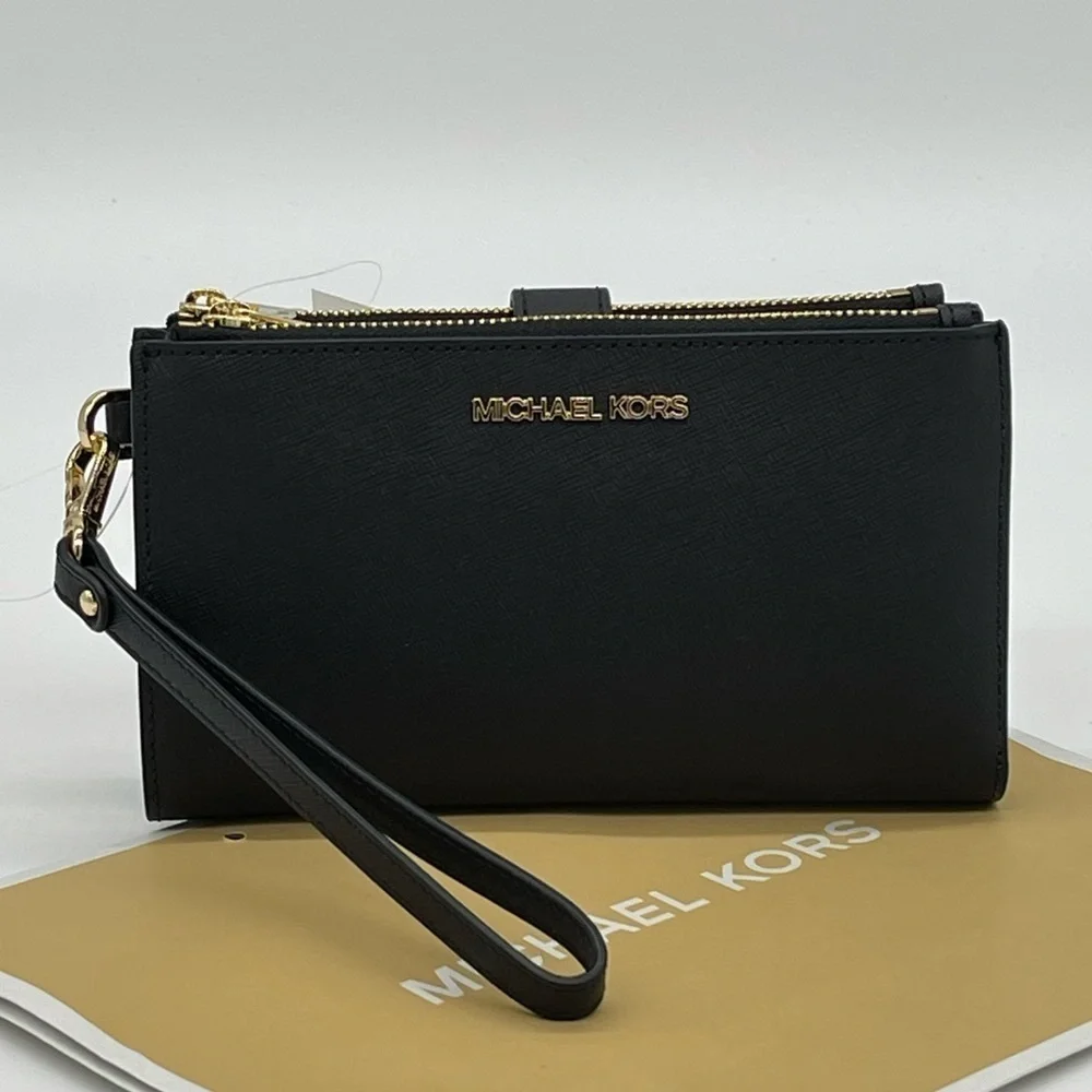 Michael Kors Large Double Zip Wallet Wristlet Black - Picture 3 of 10